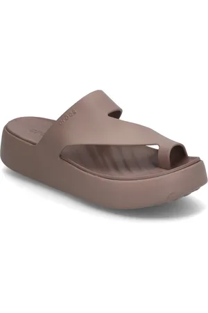 Crocs Getaway Platform Toe Loop Shoes Summer Shoes Sandals Pool Sliders Brown