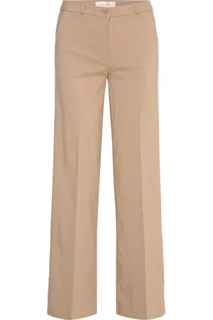 Freequent Fqsolvej-Pants Bottoms Trousers Wide Leg Beige