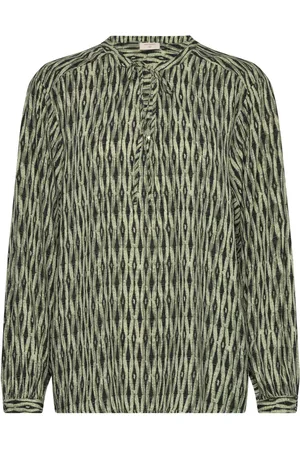 Freequent Blouse From Freequent In A Light Material With A Contrasted Look In The Print. I Tops Blouses Long-sleeved Green