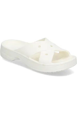 Crocs Cl Womens Cross Strap Shoes Summer Shoes Sandals Pool Sliders White