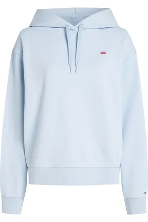 Tommy Hilfiger Reg Contrast Flag Hoodie Tops Sweatshirts & Hoodies Hoodies Blue