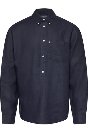Lexington Paul Linen Pull Over Shirt Tops Shirts Linen Shirts Navy