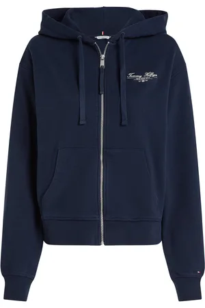 Tommy Hilfiger Reg Script Zip Hoodie Tops Sweatshirts & Hoodies Hoodies Navy