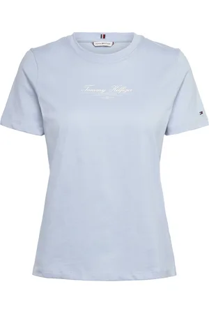 Tommy Hilfiger Reg Script C-Nk Tee Ss Tops T-shirts & Tops Short-sleeved Blue