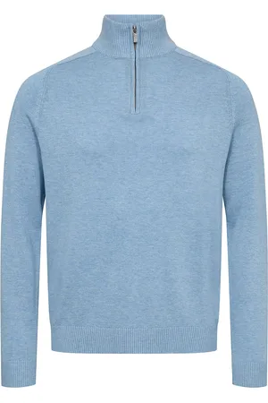 Bruun & Stengade Bs Vangelis Regular Fit Knitwear Tops Knitwear Half Zip Jumpers Blue