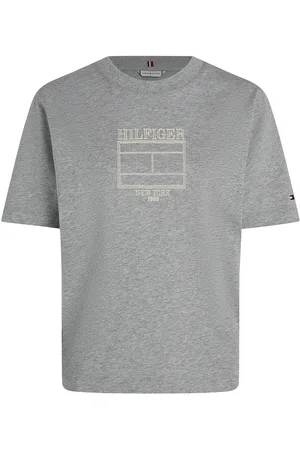 Tommy Hilfiger Mdrn Outline Flag C-Nk Tee Tops T-shirts & Tops Short-sleeved Grey