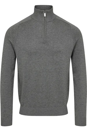 Bruun & Stengade Bs Vangelis Regular Fit Knitwear Tops Knitwear Half Zip Jumpers Grey