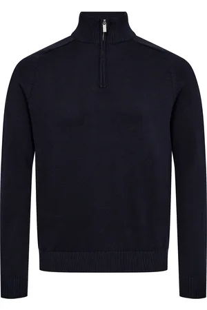 Bruun & Stengade Bs Vangelis Regular Fit Knitwear Tops Knitwear Half Zip Jumpers Navy