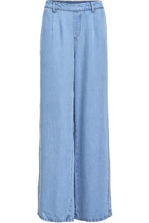 Object Objframe Lisa Wide Mw Pant Noos Bottoms Trousers Wide Leg Blue