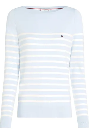 Tommy Hilfiger Co Jersey Stitch Boat-Nk Ls Swt Tops Knitwear Jumpers Blue