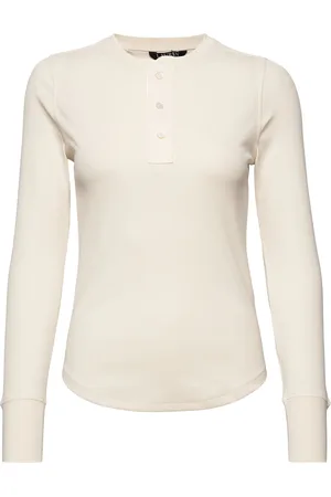 Ralph Lauren Stretch Cotton Henley Top Tops T-shirts & Tops Long-sleeved Cream