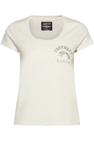 Superdry Lo-Fi Biker Scoop Neck Tee Tops T-shirts & Tops Short-sleeved White
