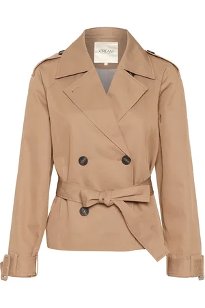 Cream Crrea Crop Trenchcoat Trenchcoat Frakke Brown