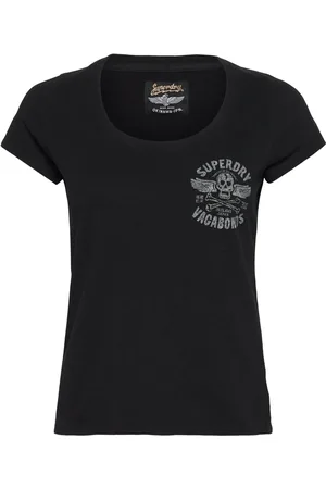 Superdry Lo-Fi Biker Scoop Neck Tee Tops T-shirts & Tops Short-sleeved Black
