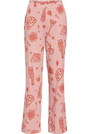 Object Objsage Hw Stright Pants 137 Bottoms Trousers Straight Leg Pink