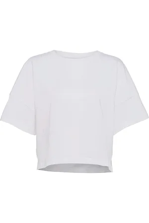 French Connection Tally Jrsy Sslv Crewnk Tee Tops Crop Tops White