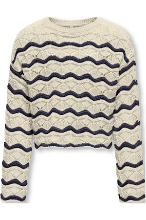 ONLY Kogdonna Ls O-Neck Stripe Structure Knt Tops Knitwear Pullovers Cream