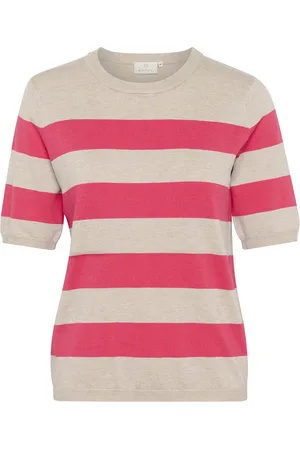 Kaffe Kalizza Striped Knit Tops Knitwear Jumpers Beige