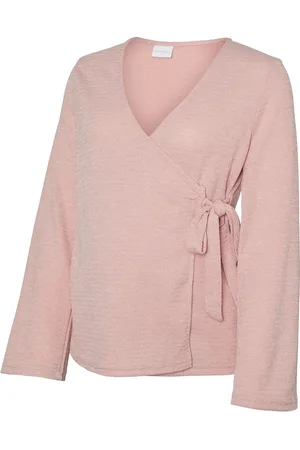 Mama;licious Mllaurie Tess Ls Wrap Top 2F Tops Blouses Long-sleeved Pink