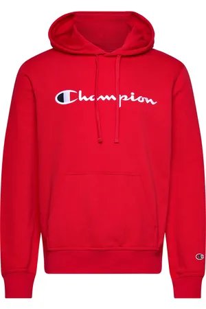 Champion Hooded Sweatshirt Tops Sweatshirts & Hoodies Hoodies Red