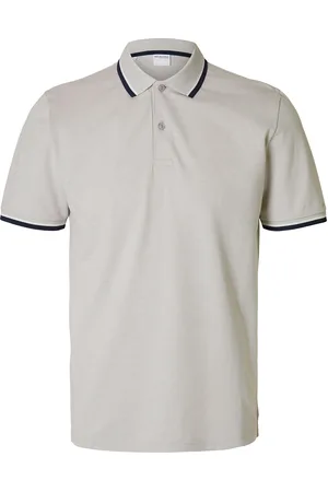 SELECTED Slhslim-Atlas Sport Ss Polo Tops Polos Short-sleeved Grey