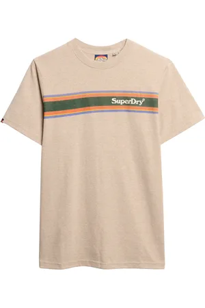 Superdry Venue Logo Stripe Relaxed Tee Tops T-Kortærmet Skjorte Beige