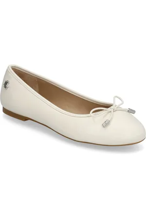Ralph Lauren Jayna Nappa Leather Flat Ballerinasko Ballerinaer Cream