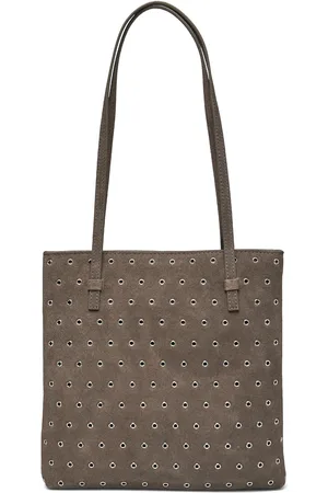 MANGO Die-Cut Leather Shoulder Bag Shopper Taske Brown