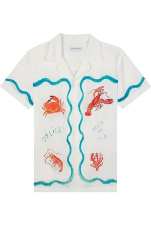 Maison Labiche Morney Lobster Designers Shirts Short-sleeved Shirts White