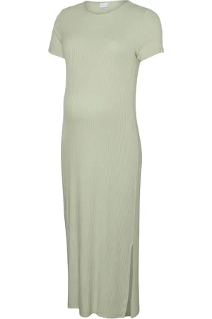 Mama;licious Mltrinity Tess Ss Jrs Midi Dress 2F Noos Knælang Kjole Green