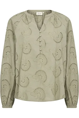 Cream Crdelia Blouse Tops Blouses Long-sleeved Green