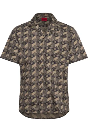 HUGO BOSS Ellino Designers Shirts Short-sleeved Shirts Brown