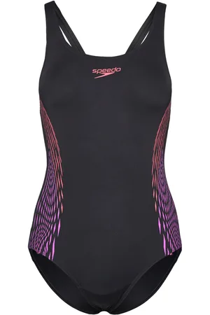 Speedo Womens Placement Muscleback Sport Swimsuits Black
