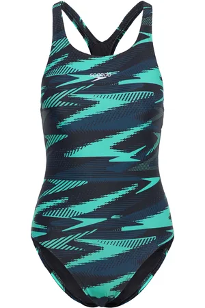 Speedo Womens Hyperboom Allover Medalist Sport Swimsuits Navy