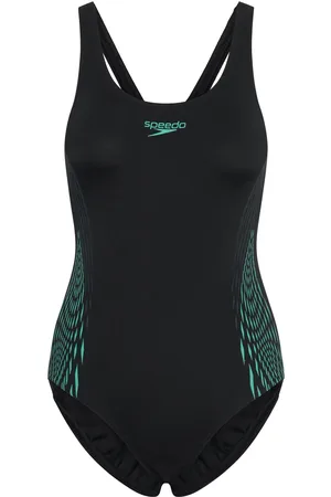 Speedo Womens Placement Muscleback Sport Swimsuits Black