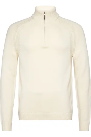 Reiss Roberts Tops Knitwear Half Zip Jumpers Cream