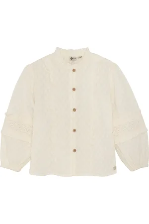 Daily7 Shirt Longsleeve Ruffle Tops Blouses & Tunics Cream