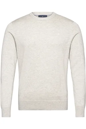 Hackett Cotton Silk Crew Tops Knitwear Round Necks Grey