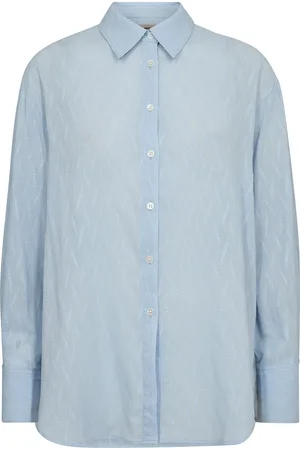 Mos Mosh Mmbritze Cotton Shirt Tops Shirts Long-sleeved Blue
