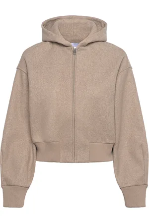 MANGO Over D Hooded Jacket Tops Sweatshirts & Hoodies Hoodies Brown