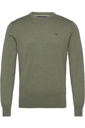 Hackett Cotton Silk Crew Tops Knitwear Round Necks Green