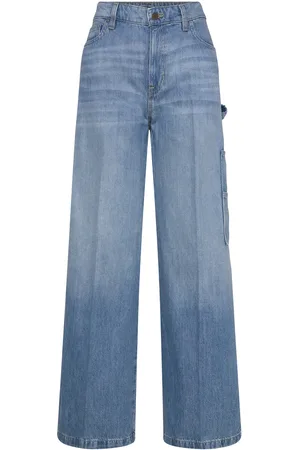 Ralph Lauren High-Rise Wide-Leg Carpenter Jean Bottoms Jeans Wide Blue
