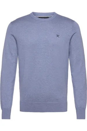 Hackett Cotton Silk Crew Tops Knitwear Round Necks Blue