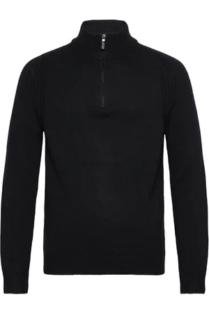 Reiss Roberts Tops Knitwear Half Zip Jumpers Black
