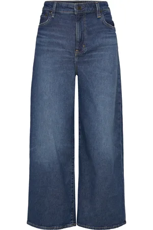 Ralph Lauren High-Rise Wide-Leg Cropped Jean Bottoms Jeans Wide Blue