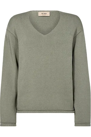 Mos Mosh Mmbine Ls V-Neck Knit Tops Knitwear Jumpers Khaki Green