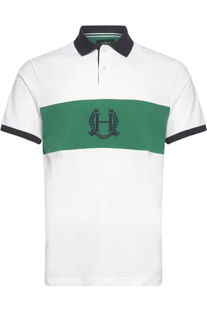 Hackett Heritage Crest Panel Designers Polos Short-sleeved White