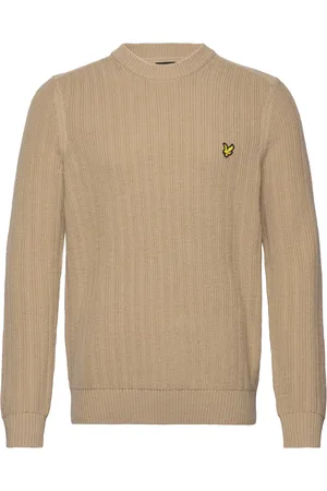 Lyle & Scott Ribbed Crew Neck Jumper Tops Knitwear Round Necks Beige