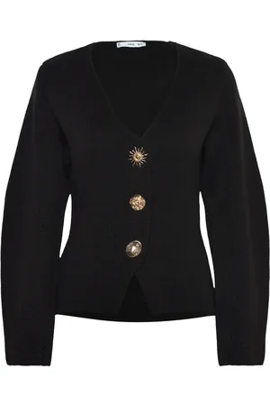 MANGO Knitted Jacket With Jewel Buttons Tops Knitwear Cardigans Black