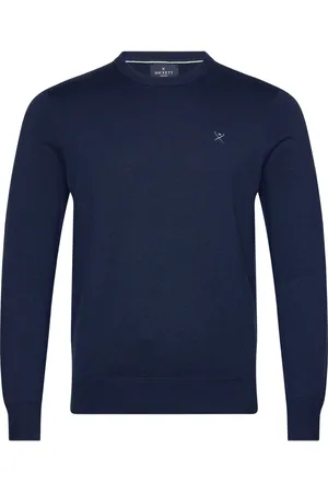 Hackett Cotton Silk Crew Tops Knitwear Round Necks Navy